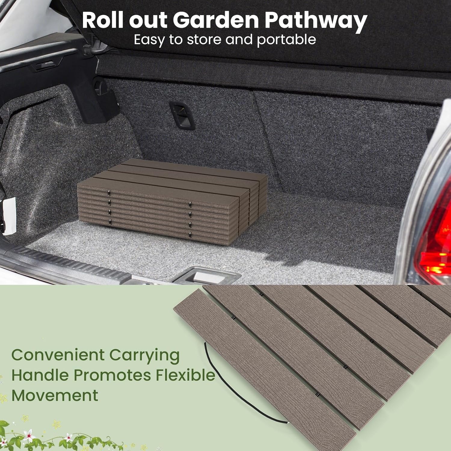 image:imageGiantex 8 FT Garden Pathway 2 Pack 215W Waterproof HDPE Outdoor Walkway NonSlip Surface Weather Resistant Roll Out Straight Walkway for Outside Patio Backyard Beach Wedding Party Natural OakAsh Gray