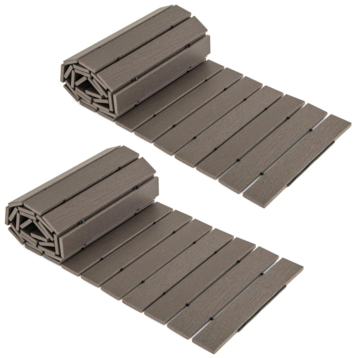 image:imageGiantex 8 FT Garden Pathway 2 Pack 215W Waterproof HDPE Outdoor Walkway NonSlip Surface Weather Resistant Roll Out Straight Walkway for Outside Patio Backyard Beach Wedding Party Natural OakAsh Gray