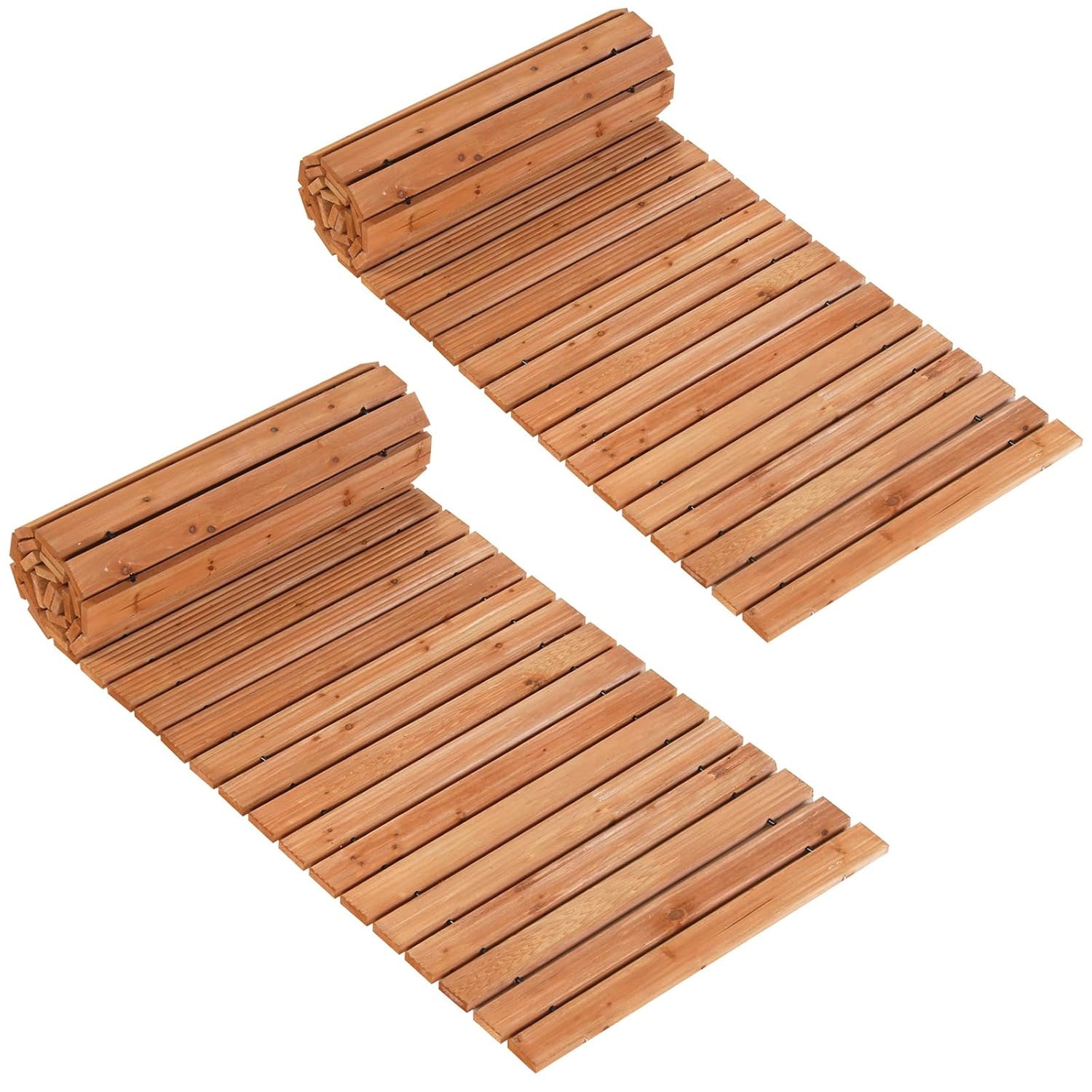 image:imageGiantex 8 FT Garden Pathway 2 Pack 215W Waterproof HDPE Outdoor Walkway NonSlip Surface Weather Resistant Roll Out Straight Walkway for Outside Patio Backyard Beach Wedding Party Natural OakGolden Teak