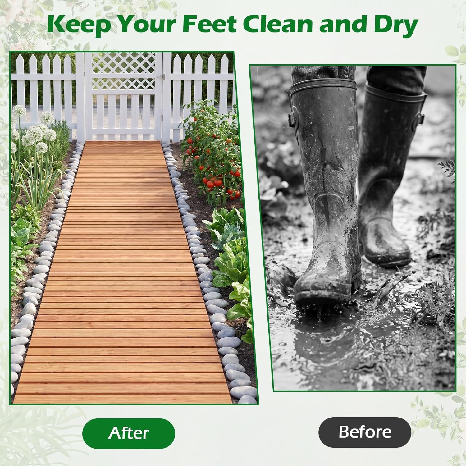 image:imageGiantex 8 FT Garden Pathway 2 Pack 215W Waterproof HDPE Outdoor Walkway NonSlip Surface Weather Resistant Roll Out Straight Walkway for Outside Patio Backyard Beach Wedding Party Natural OakGolden Teak