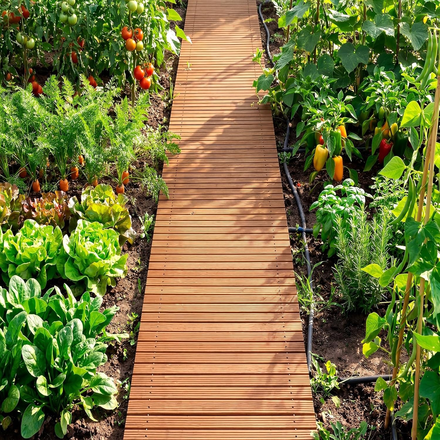 image:imageGiantex 8 FT Garden Pathway 2 Pack 215W Waterproof HDPE Outdoor Walkway NonSlip Surface Weather Resistant Roll Out Straight Walkway for Outside Patio Backyard Beach Wedding Party Natural OakGolden Teak