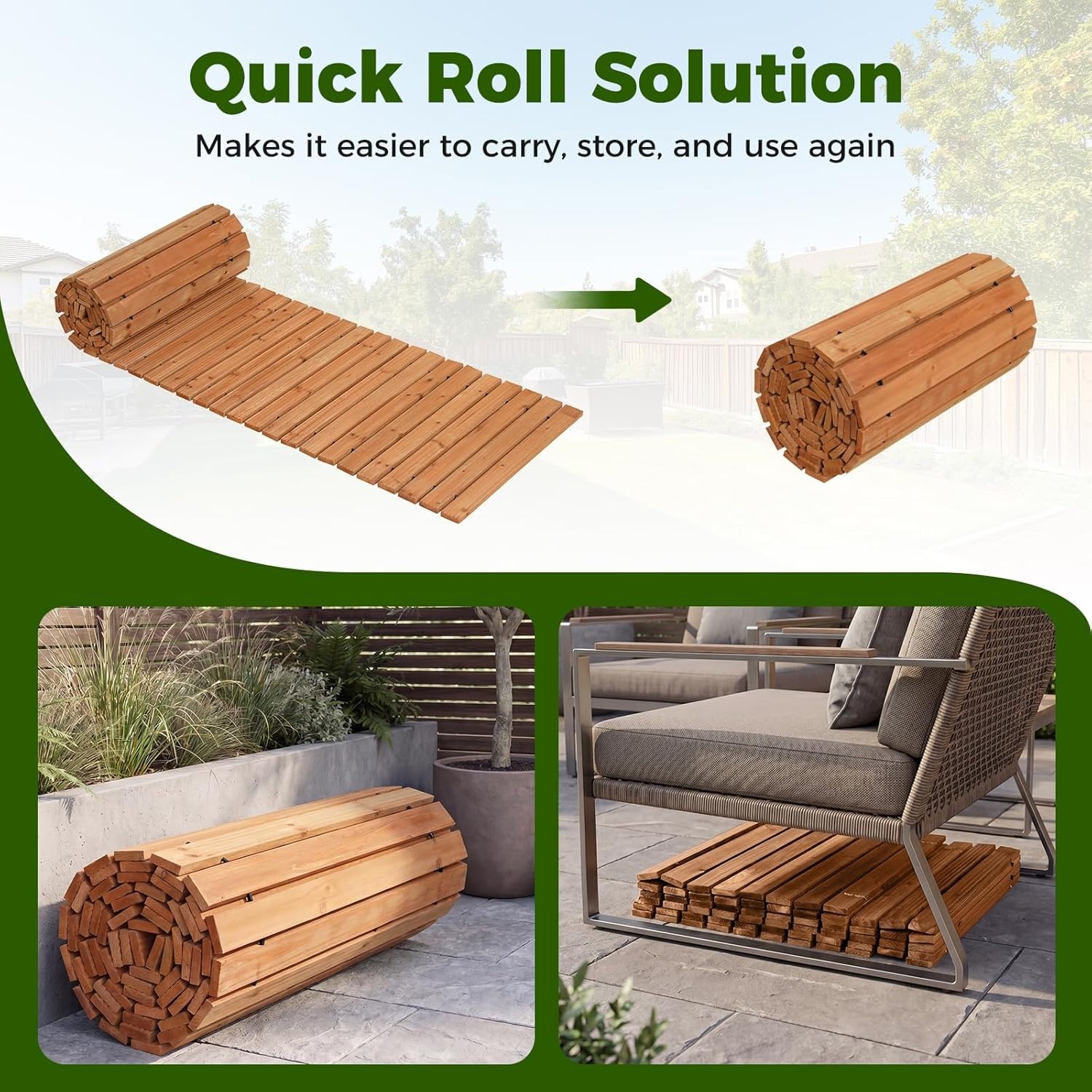 image:imageGiantex 8 FT Garden Pathway 2 Pack 215W Waterproof HDPE Outdoor Walkway NonSlip Surface Weather Resistant Roll Out Straight Walkway for Outside Patio Backyard Beach Wedding Party Natural OakGolden Teak