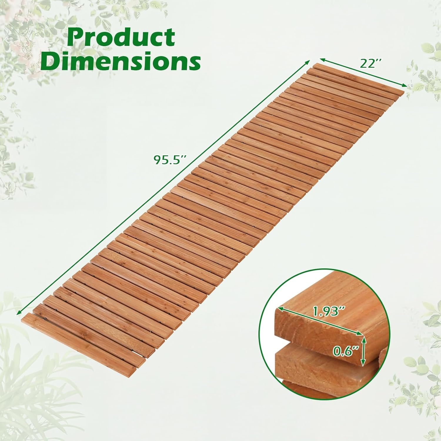 image:imageGiantex 8 FT Garden Pathway 2 Pack 215W Waterproof HDPE Outdoor Walkway NonSlip Surface Weather Resistant Roll Out Straight Walkway for Outside Patio Backyard Beach Wedding Party Natural OakGolden Teak