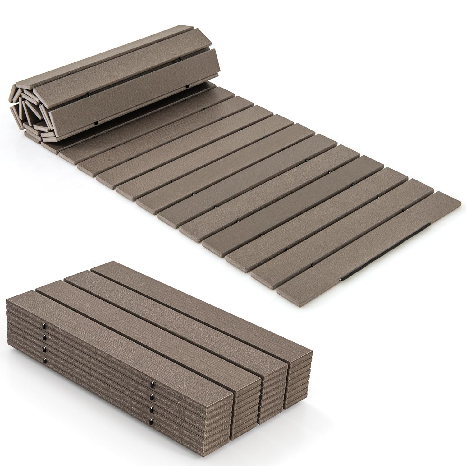 image:imageGiantex 8 FT Garden Pathway 2 Pack 215W Waterproof HDPE Outdoor Walkway NonSlip Surface Weather Resistant Roll Out Straight Walkway for Outside Patio Backyard Beach Wedding Party Natural OakAsh Gray