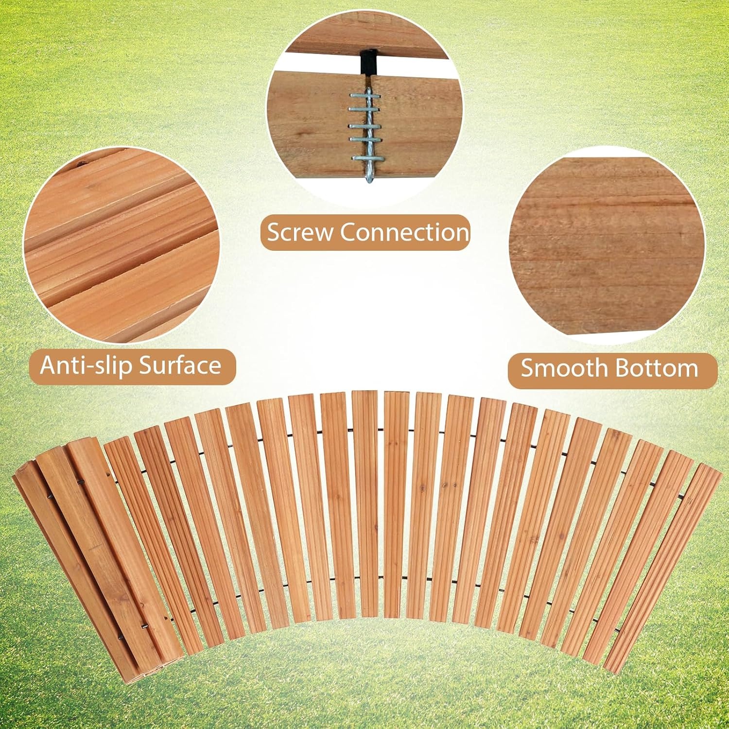 image:imageGiantex 8 FT Garden Pathway 2 Pack 215W Waterproof HDPE Outdoor Walkway NonSlip Surface Weather Resistant Roll Out Straight Walkway for Outside Patio Backyard Beach Wedding Party Natural OakGolden Teak