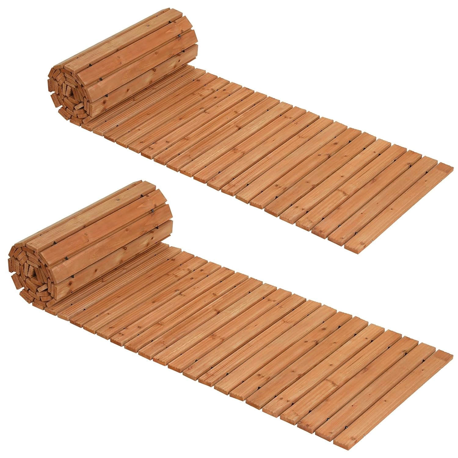 image:imageGiantex 8 FT Garden Pathway 2 Pack 215W Waterproof HDPE Outdoor Walkway NonSlip Surface Weather Resistant Roll Out Straight Walkway for Outside Patio Backyard Beach Wedding Party Natural OakGolden Teak