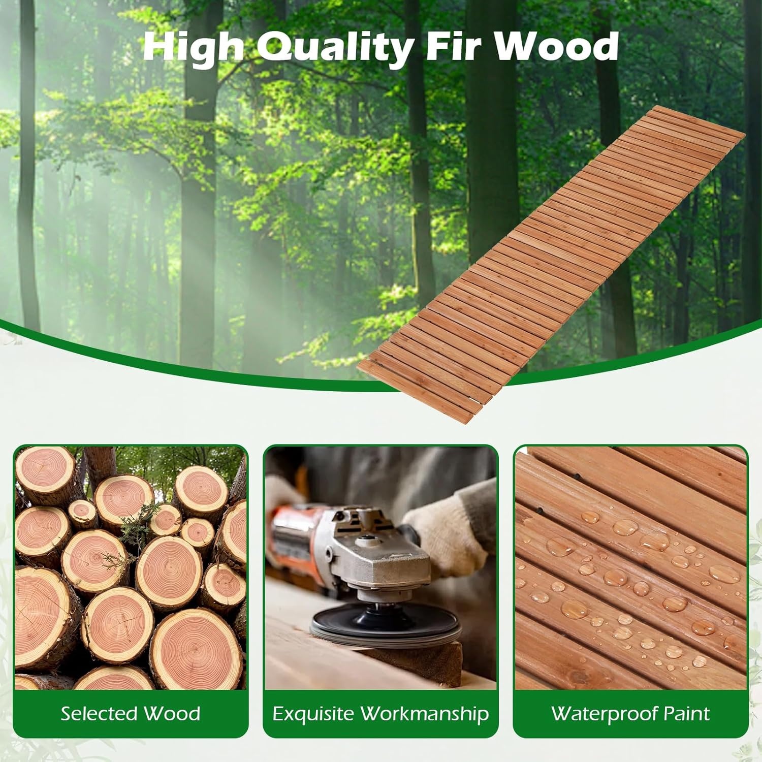 image:imageGiantex 8 FT Garden Pathway 2 Pack 215W Waterproof HDPE Outdoor Walkway NonSlip Surface Weather Resistant Roll Out Straight Walkway for Outside Patio Backyard Beach Wedding Party Natural OakGolden Teak