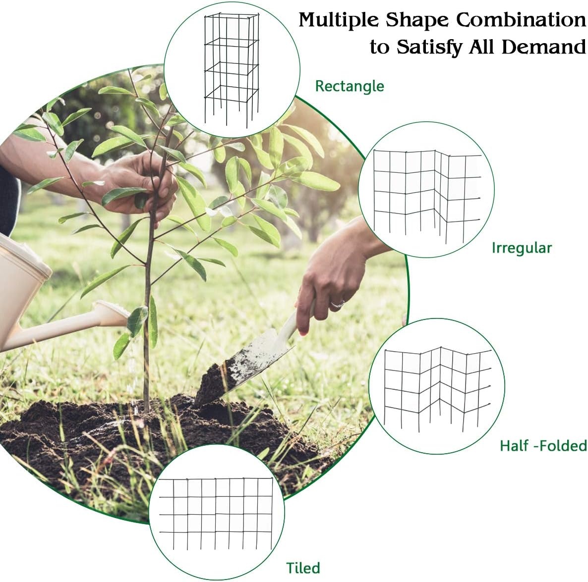 image:imageGiantex 8 Pack Folding Tomato Cages 39 Square Plant Support Cage Metal Tomato Trellis for Garden Pots Climbing Plants Vegetables Flowers Fruits2
