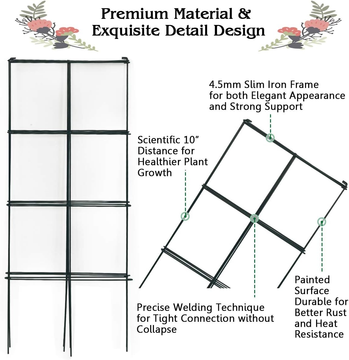 image:imageGiantex 8 Pack Folding Tomato Cages 39 Square Plant Support Cage Metal Tomato Trellis for Garden Pots Climbing Plants Vegetables Flowers Fruits2
