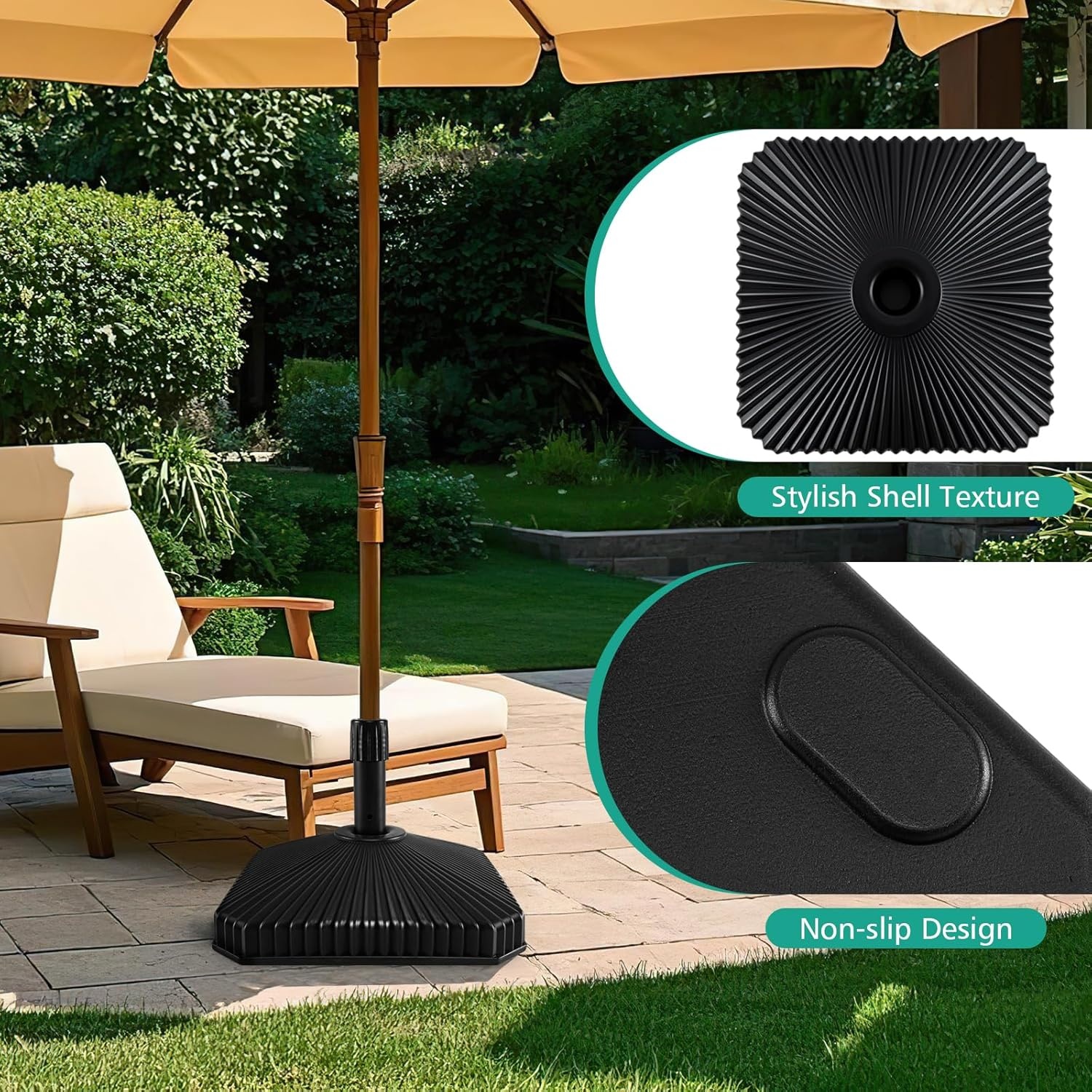 image:imageGiantex Fillable Umbrella Base Stand 80 lbs Heavy Duty HDPE Patio Umbrella Base Weighted with Water amp Sand 2 Adjustable Knobs Fits 1519 Poles for Outdoor Deck Pool Garden440 Pounds