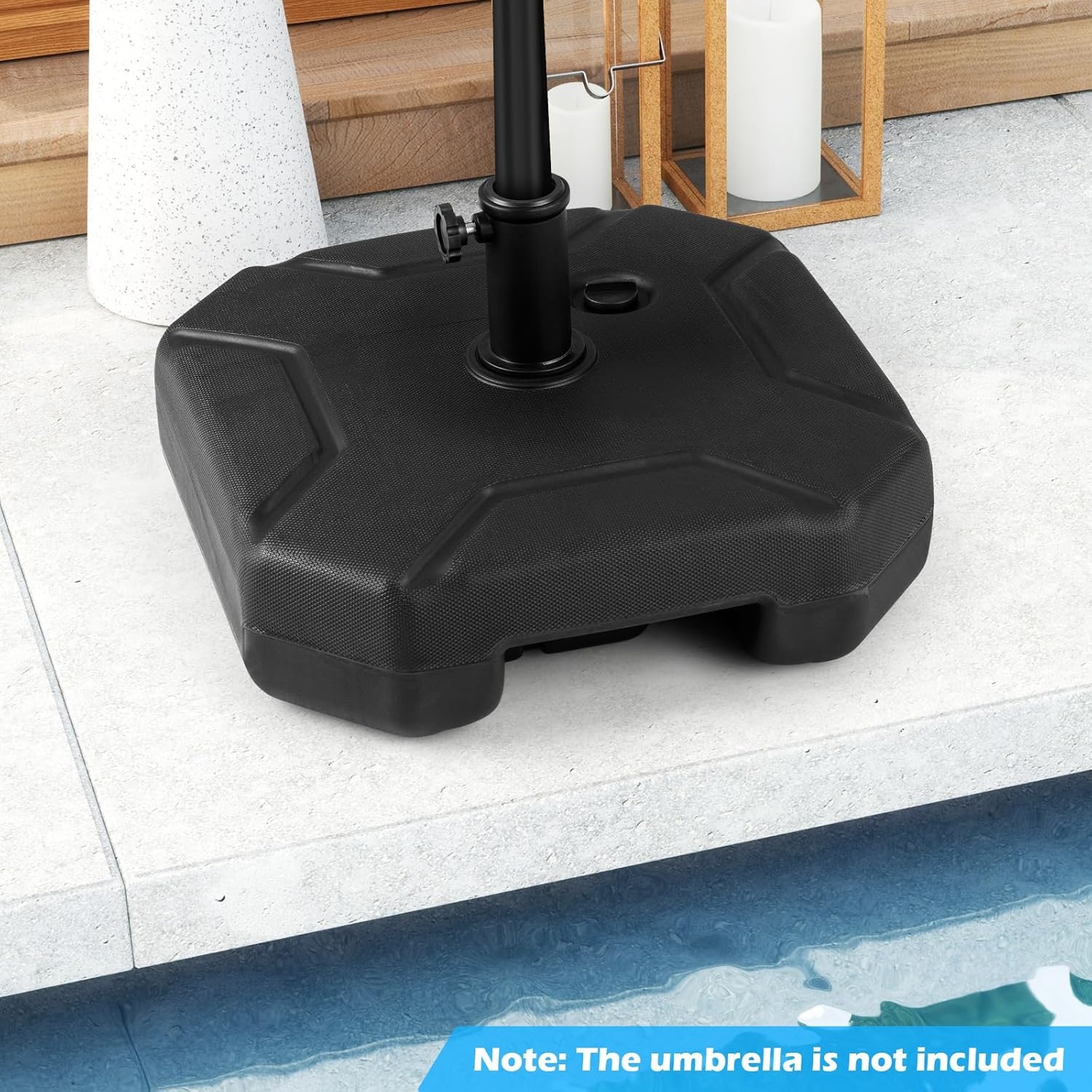 image:imageGiantex Fillable Umbrella Base Stand 80 lbs Heavy Duty HDPE Patio Umbrella Base Weighted with Water amp Sand 2 Adjustable Knobs Fits 1519 Poles for Outdoor Deck Pool Garden720 Pounds