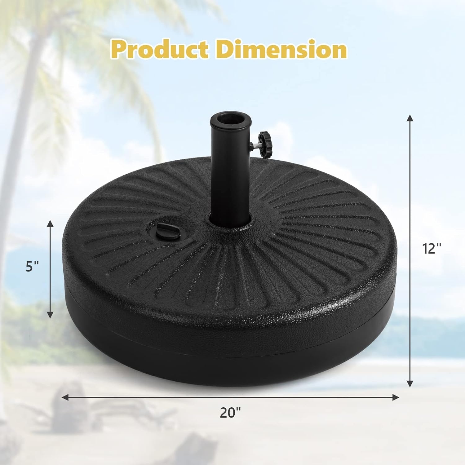 image:imageGiantex Fillable Umbrella Base Stand 80 lbs Heavy Duty HDPE Patio Umbrella Base Weighted with Water amp Sand 2 Adjustable Knobs Fits 1519 Poles for Outdoor Deck Pool Garden750 Pounds