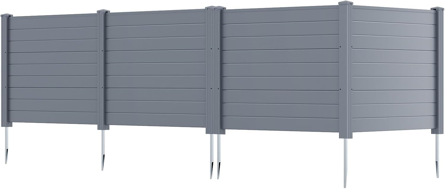 image:imageGiantex NoDig Air Conditioner Fence 2Panel Outdoor Privacy Screen with Metal Stakes WeatherResistant AC Unit amp Trash Bin Enclosure HOAFriendly Decorative Garden Fences 48W x 36H BrownGray