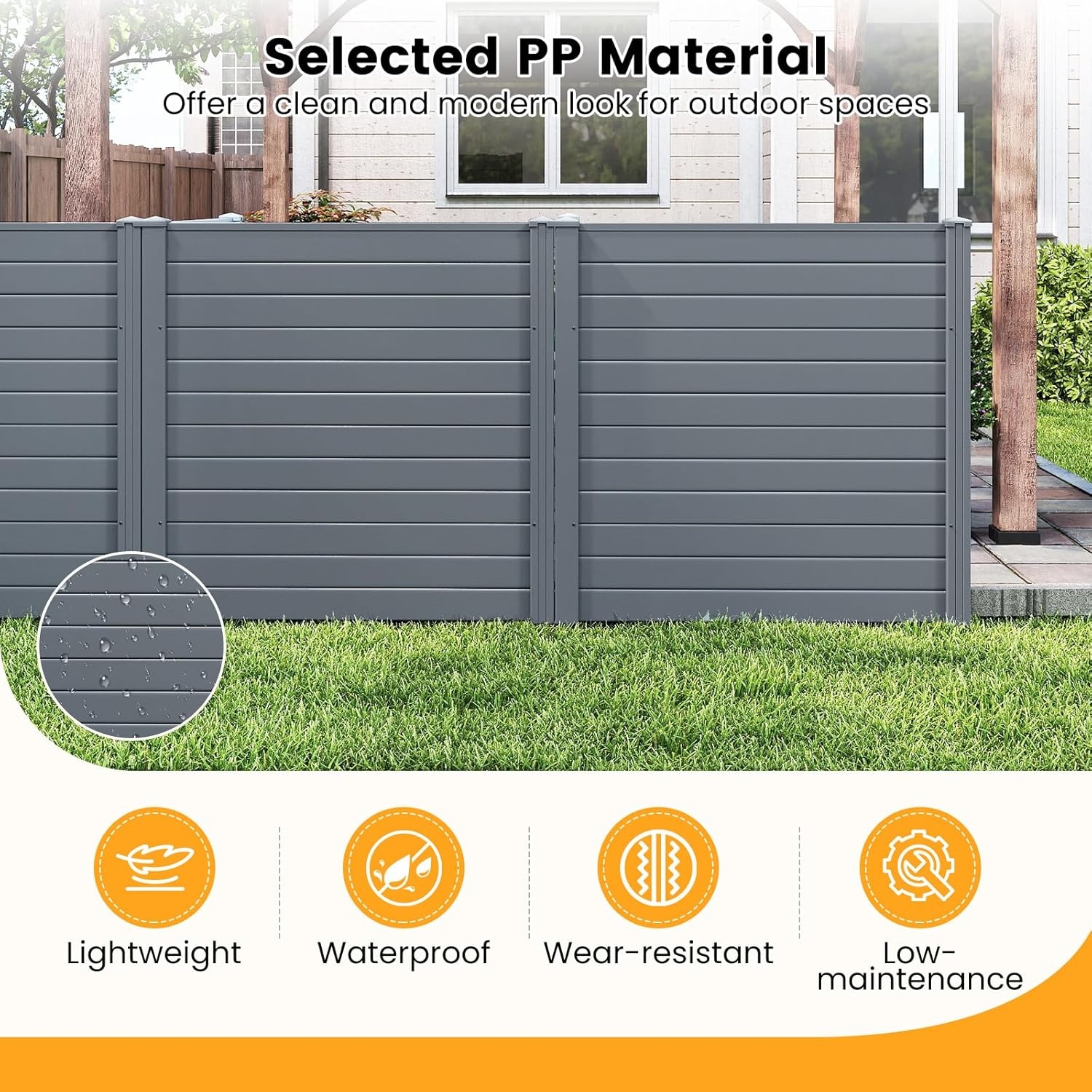image:imageGiantex NoDig Air Conditioner Fence 2Panel Outdoor Privacy Screen with Metal Stakes WeatherResistant AC Unit amp Trash Bin Enclosure HOAFriendly Decorative Garden Fences 48W x 36H BrownGray