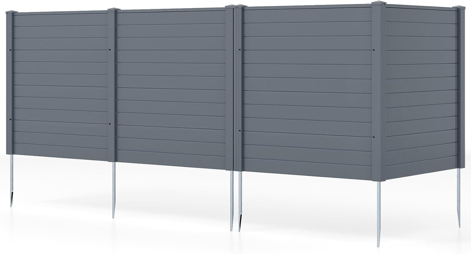 image:imageGiantex NoDig Air Conditioner Fence 2Panel Outdoor Privacy Screen with Metal Stakes WeatherResistant AC Unit amp Trash Bin Enclosure HOAFriendly Decorative Garden Fences 48W x 36H BrownGray