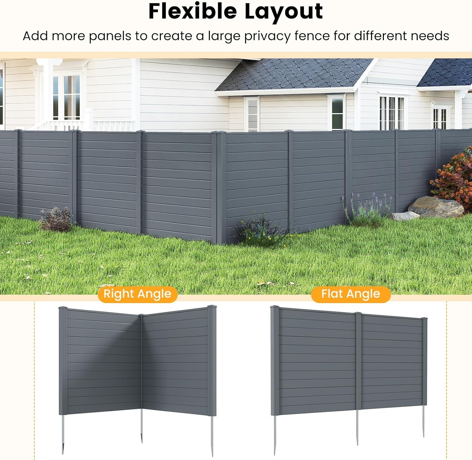 image:imageGiantex NoDig Air Conditioner Fence 2Panel Outdoor Privacy Screen with Metal Stakes WeatherResistant AC Unit amp Trash Bin Enclosure HOAFriendly Decorative Garden Fences 48W x 36H BrownGray