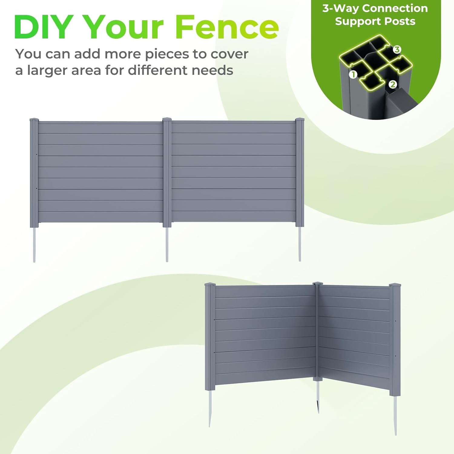 image:imageGiantex NoDig Air Conditioner Fence 2Panel Outdoor Privacy Screen with Metal Stakes WeatherResistant AC Unit amp Trash Bin Enclosure HOAFriendly Decorative Garden Fences 48W x 36H BrownGray