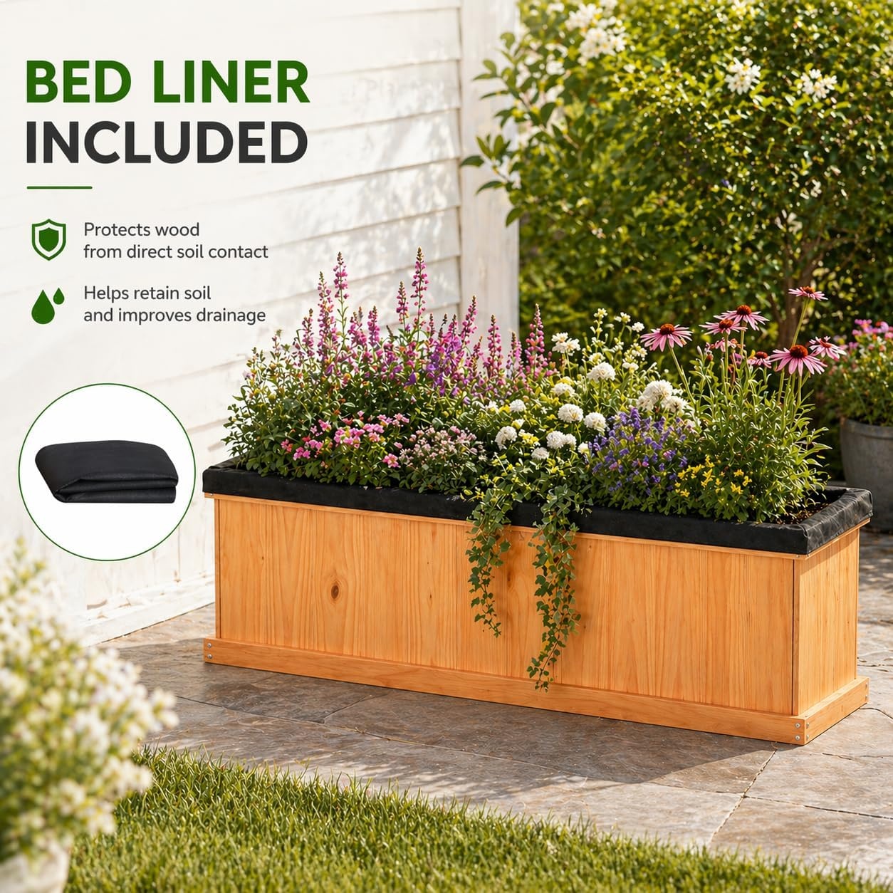 image:imageGiantex Raised Garden Bed Set of 2 31x14x12 Wooden Elevated Planter Box with 4 Drainage Holes amp Detachable Bottom Panels Flower Bed Rectangular Plant Container for Vegetables Herbs amp FruitsOrange