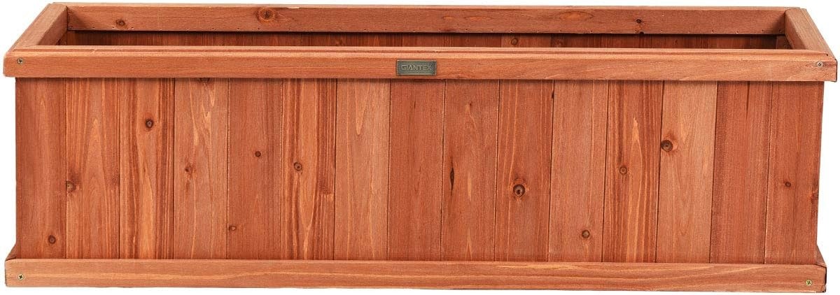 image:imageGiantex Raised Garden Bed Set of 2 31x14x12 Wooden Elevated Planter Box with 4 Drainage Holes amp Detachable Bottom Panels Flower Bed Rectangular Plant Container for Vegetables Herbs amp FruitsCedar Brown