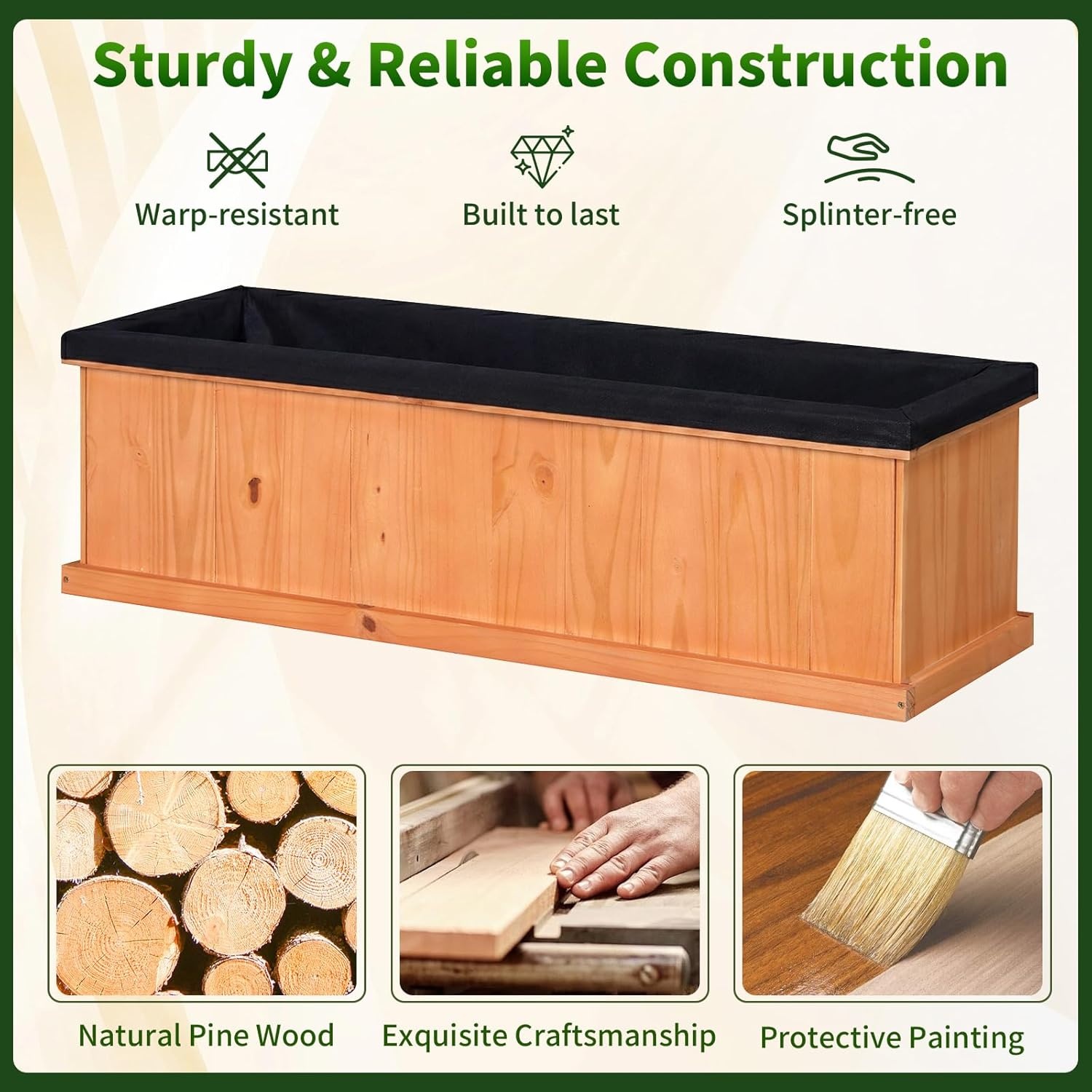 image:imageGiantex Raised Garden Bed Set of 2 31x14x12 Wooden Elevated Planter Box with 4 Drainage Holes amp Detachable Bottom Panels Flower Bed Rectangular Plant Container for Vegetables Herbs amp FruitsOrange