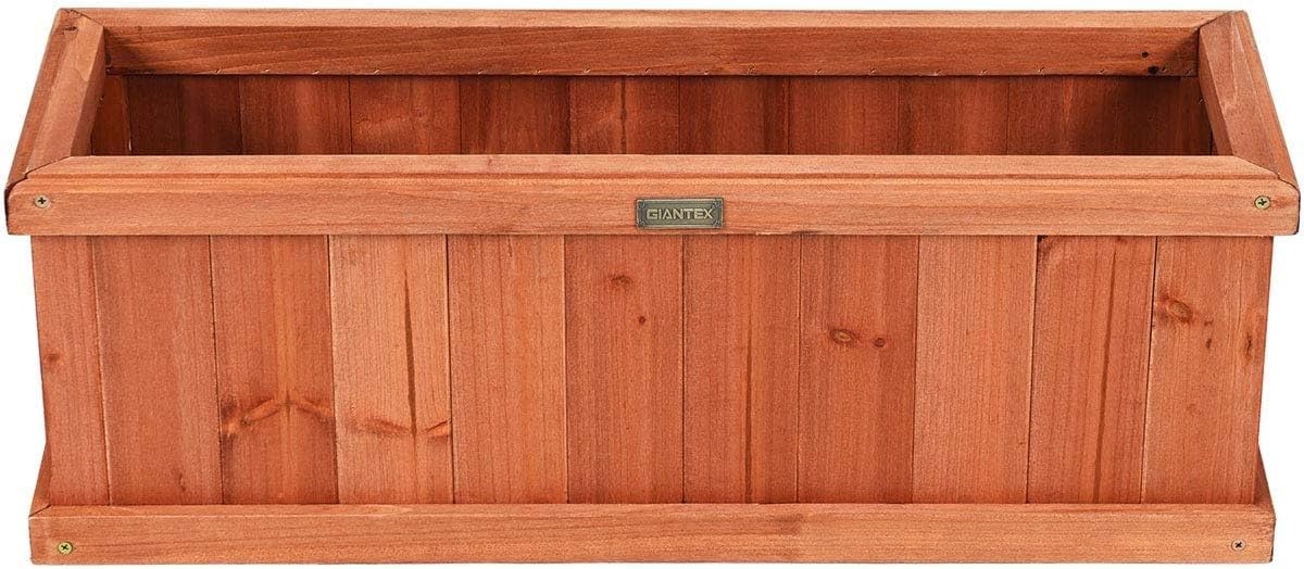 image:imageGiantex Raised Garden Bed Set of 2 31x14x12 Wooden Elevated Planter Box with 4 Drainage Holes amp Detachable Bottom Panels Flower Bed Rectangular Plant Container for Vegetables Herbs amp FruitsCedar Brown