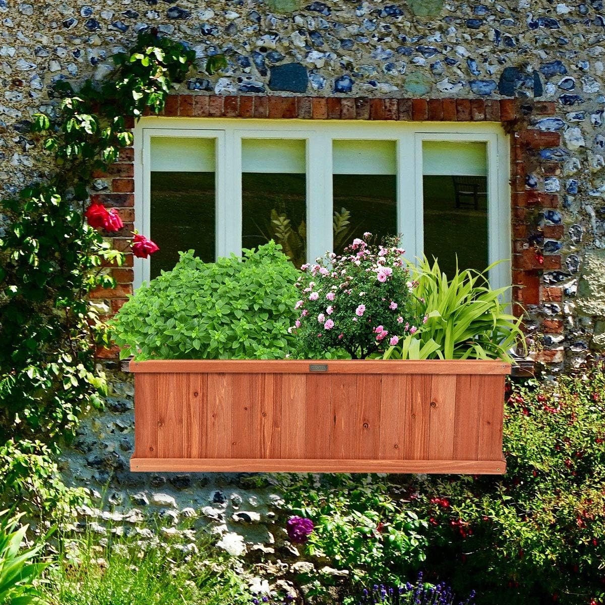 image:imageGiantex Raised Garden Bed Set of 2 31x14x12 Wooden Elevated Planter Box with 4 Drainage Holes amp Detachable Bottom Panels Flower Bed Rectangular Plant Container for Vegetables Herbs amp FruitsCedar Brown