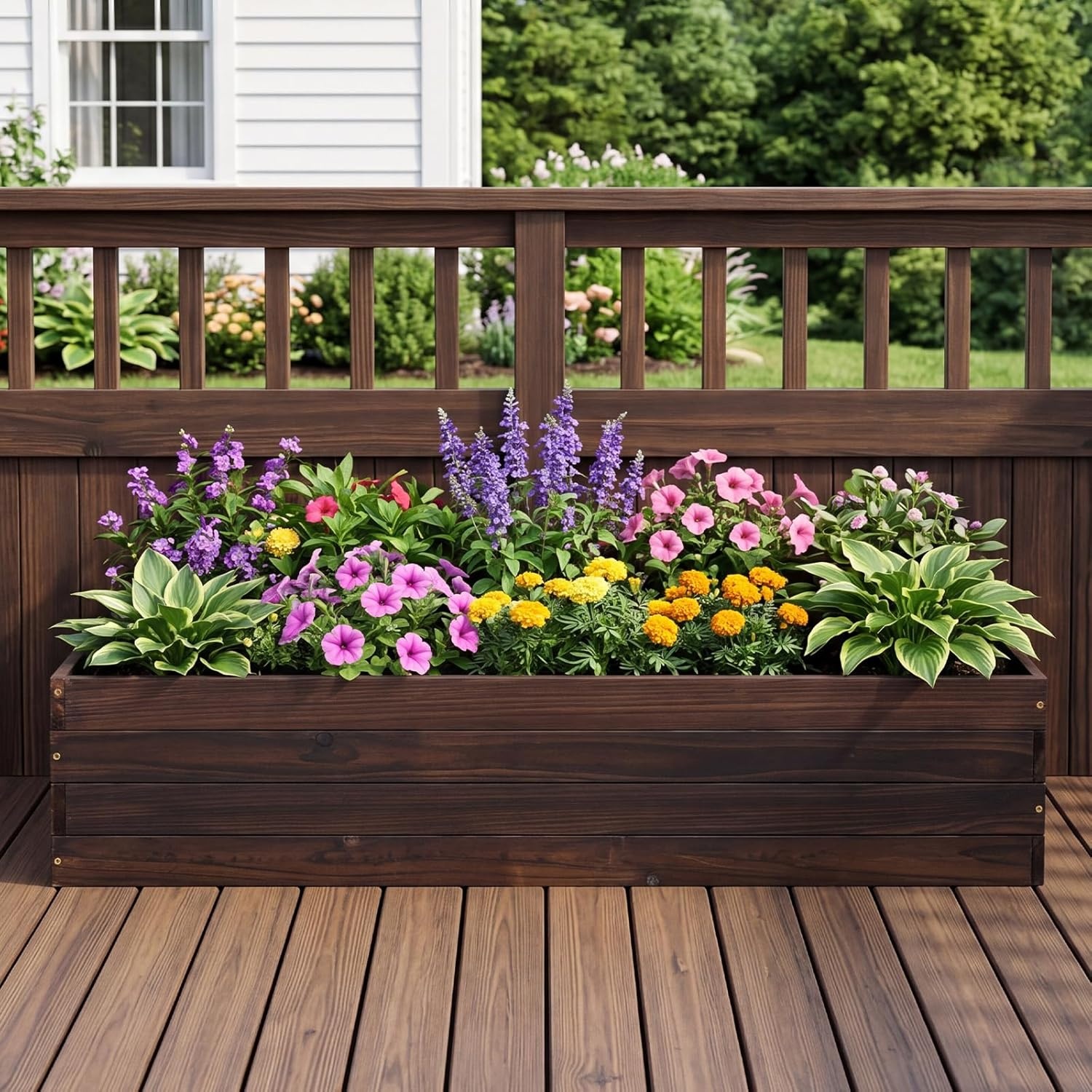 image:imageGiantex Wooden Raised Garden Bed 23 x 23 Square Fir Wood Planter Box with OpenEnded Base for Vegetables Flowers Herbs Indoor Outdoor Elevated Planter Container for Patio Yard Garden amp Balcony45 x 23 x 95