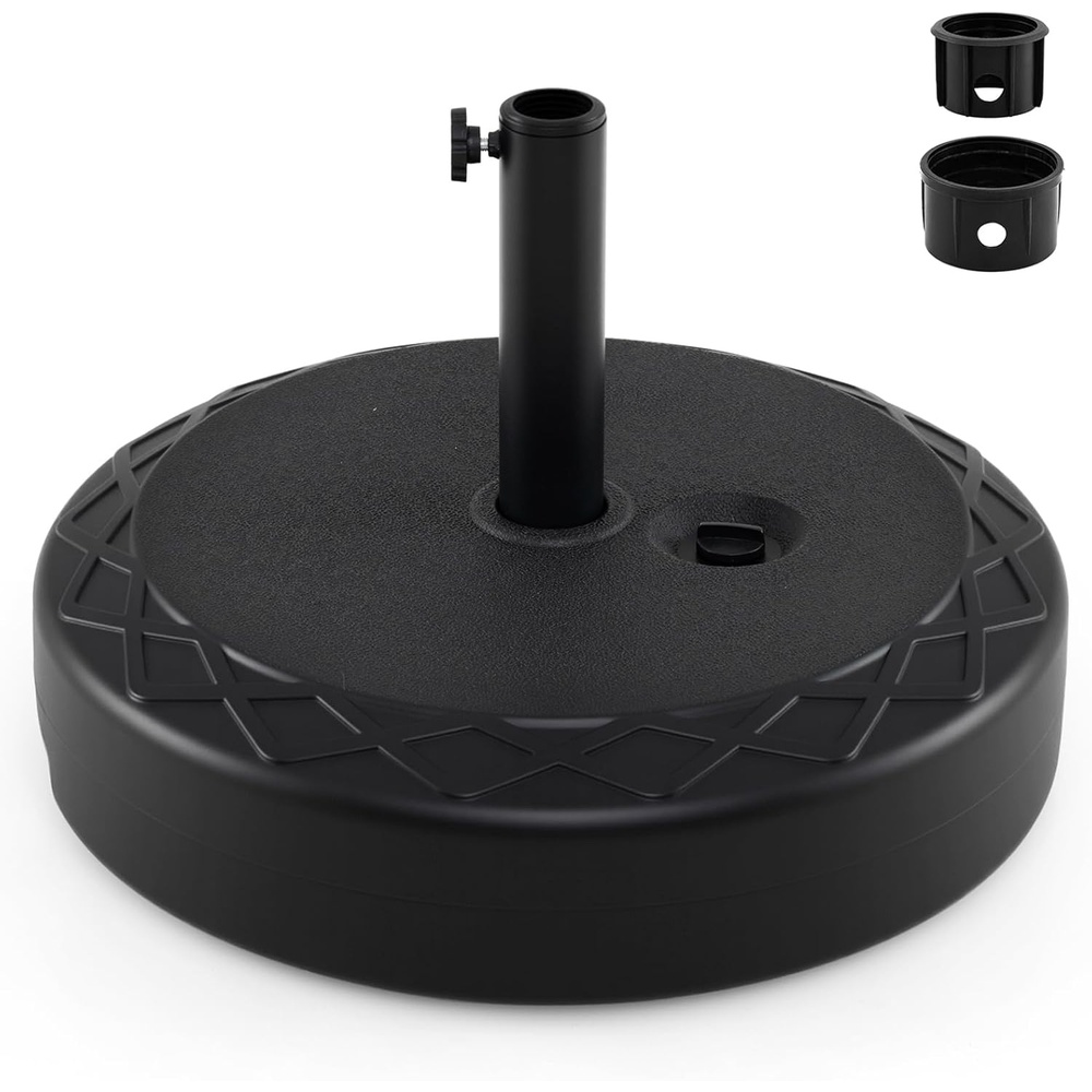 image:imageGiantex Fillable Umbrella Base Stand 80 lbs Heavy Duty HDPE Patio Umbrella Base Weighted with Water amp Sand 2 Adjustable Knobs Fits 1519 Poles for Outdoor Deck Pool Garden1100 Pounds
