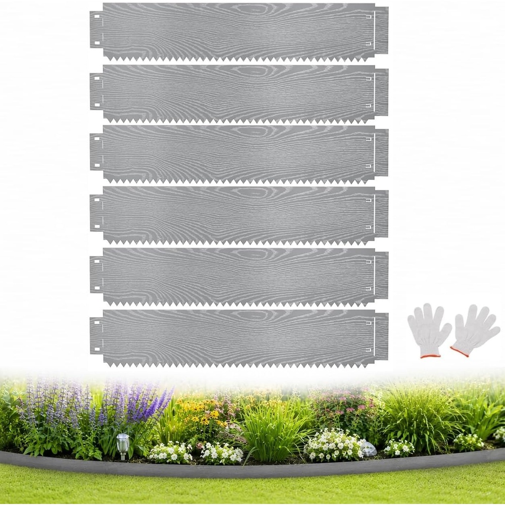 image:imageGiantex Garden Landscape Edging Border 6 Pcs Flexible Galvanized Metal Garden Edging with Wood Grain Look 20FT Bendable Interlocking Lawn Edging for Flower Beds Pathways amp Backyard Landscaping6 Pack435Lx85H