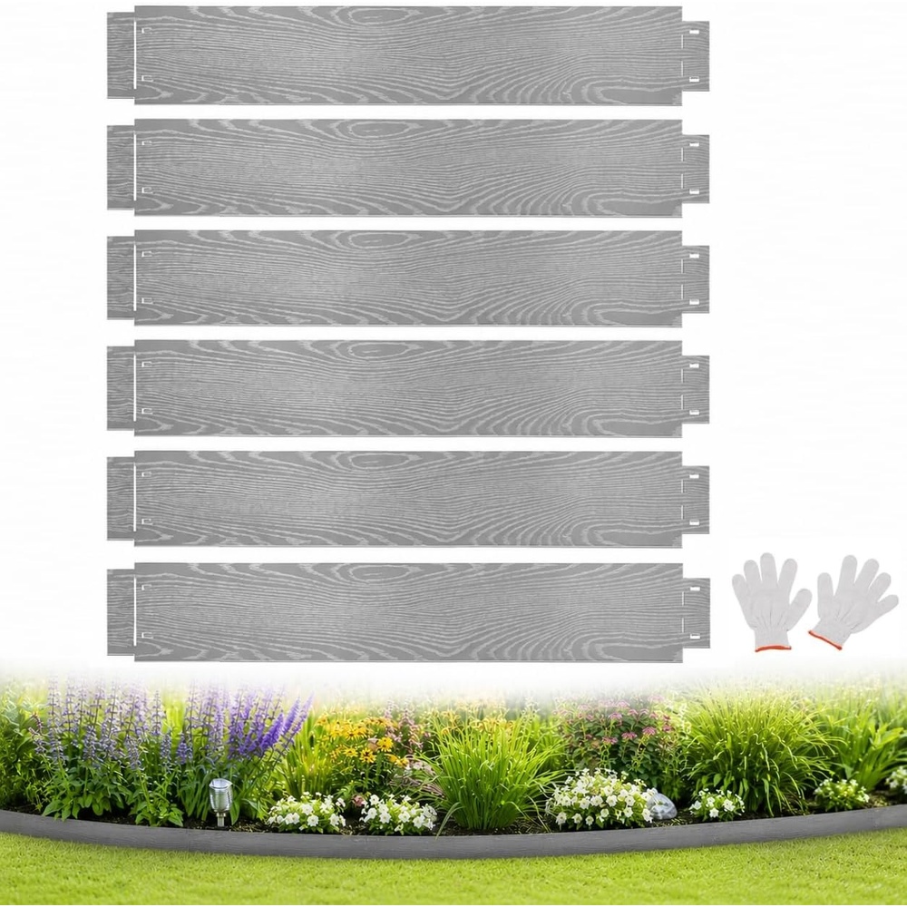 image:imageGiantex Garden Landscape Edging Border 6 Pcs Flexible Galvanized Metal Garden Edging with Wood Grain Look 20FT Bendable Interlocking Lawn Edging for Flower Beds Pathways amp Backyard Landscaping6 Pack435x8