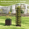 Giantex 𝟐 𝐏𝐚𝐜𝐤 Raised Garden Bed Planter Box with Trellis, 87″ Tomato Planter for Climbing Vegetables Flowers Vine Plant, Self-Watering Tomato Cage with Wheels for Garden Patio Outdoor & Indoor(Brown)