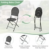 Giantex 3 Pieces Patio Bistro Set, Outdoor Dining Table Set for 2, 1 Round Table with 2 Folding Chairs, Rust-Resistant for Backyard, Patio, Porch, Garden, Backyard (Black)(Black)