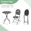 Giantex 3 Pieces Patio Bistro Set, Outdoor Dining Table Set for 2, 1 Round Table with 2 Folding Chairs, Rust-Resistant for Backyard, Patio, Porch, Garden, Backyard (Black)(Black)