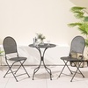 Giantex 3 Pieces Patio Bistro Set, Outdoor Dining Table Set for 2, 1 Round Table with 2 Folding Chairs, Rust-Resistant for Backyard, Patio, Porch, Garden, Backyard (Black)(Black)