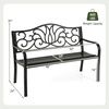 Giantex 50 Inches Outdoor Bench with Floral Pattern, Ergonomic Backrest & Slatted Surface, Metal Frame, 660lbs Capacity, 2-3 People Loveseat, Patio Bench for Park, Garden, Yard, Porch, Outside, Black