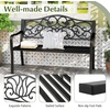 Giantex 50 Inches Outdoor Bench with Floral Pattern, Ergonomic Backrest & Slatted Surface, Metal Frame, 660lbs Capacity, 2-3 People Loveseat, Patio Bench for Park, Garden, Yard, Porch, Outside, Black