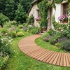 Giantex 8 FT Garden Pathway 2 Pack, 21.5”W Waterproof HDPE Outdoor Walkway, Non-Slip Surface, Weather Resistant Roll Out Straight Walkway for Outside Patio Backyard Beach Wedding Party, Natural Oak(Golden Teak)