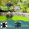 Giantex Bird Bath with Planter – Solar Lighted Bird Bath for Outside with Bird Feeder, Lotus Water Bowl for Bathing, Flower Planter with Drainage Holes, Standing Birdbath for Garden Yard (Bronze)(Green)