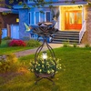 Giantex Bird Bath with Planter – Solar Lighted Bird Bath for Outside with Bird Feeder, Lotus Water Bowl for Bathing, Flower Planter with Drainage Holes, Standing Birdbath for Garden Yard (Bronze)(Bronze)