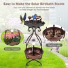 Giantex Bird Bath with Planter – Solar Lighted Bird Bath for Outside with Bird Feeder, Lotus Water Bowl for Bathing, Flower Planter with Drainage Holes, Standing Birdbath for Garden Yard (Bronze)(Bronze)