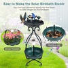 Giantex Bird Bath with Planter – Solar Lighted Bird Bath for Outside with Bird Feeder, Lotus Water Bowl for Bathing, Flower Planter with Drainage Holes, Standing Birdbath for Garden Yard (Bronze)(Green)
