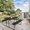 Giantex Folding Picnic Table – 6 FT Outdoor Table Bench Set for 8 Persons w/All-Weather HDPE Tabletop, Metal Leg, Umbrella Hole, Large Outside Dining Table for Patio Garden Yard Poolside (Green)(Black)