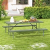 Giantex Folding Picnic Table – 6 FT Outdoor Table Bench Set for 8 Persons w/All-Weather HDPE Tabletop, Metal Leg, Umbrella Hole, Large Outside Dining Table for Patio Garden Yard Poolside (Green)(Green)