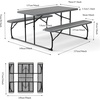 Giantex Folding Picnic Table – 6 FT Outdoor Table Bench Set for 8 Persons w/All-Weather HDPE Tabletop, Metal Leg, Umbrella Hole, Large Outside Dining Table for Patio Garden Yard Poolside (Green)(Grey)