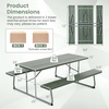 Giantex Folding Picnic Table – 6 FT Outdoor Table Bench Set for 8 Persons w/All-Weather HDPE Tabletop, Metal Leg, Umbrella Hole, Large Outside Dining Table for Patio Garden Yard Poolside (Green)(Green)