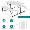 Giantex Folding Picnic Table – 6 FT Outdoor Table Bench Set for 8 Persons w/All-Weather HDPE Tabletop, Metal Leg, Umbrella Hole, Large Outside Dining Table for Patio Garden Yard Poolside (Green)(White)