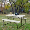 Giantex Folding Picnic Table – 6 FT Outdoor Table Bench Set for 8 Persons w/All-Weather HDPE Tabletop, Metal Leg, Umbrella Hole, Large Outside Dining Table for Patio Garden Yard Poolside (Green)(White)