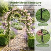 Giantex Garden Arch with Gate, 79″ H x 39″ W Heavy-Duty Metal Arbor Trellis with Safety Latch, 4 Ground Stakes for Climbing Plants Vines, Outdoor Archway for Lawn, Patio, Wedding & Party (Black)(Black)