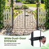 Giantex Garden Arch with Gate, 79″ H x 39″ W Heavy-Duty Metal Arbor Trellis with Safety Latch, 4 Ground Stakes for Climbing Plants Vines, Outdoor Archway for Lawn, Patio, Wedding & Party (Black)(Black)