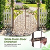 Giantex Garden Arch with Gate, 79″ H x 39″ W Heavy-Duty Metal Arbor Trellis with Safety Latch, 4 Ground Stakes for Climbing Plants Vines, Outdoor Archway for Lawn, Patio, Wedding & Party (Black)(Bronze)